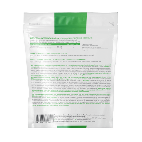 Sea Moss 250mg & Bladderwrack 250mg 90 Capsules Sea Moss 250mg & Bladderwrack 250mg 90 Capsules