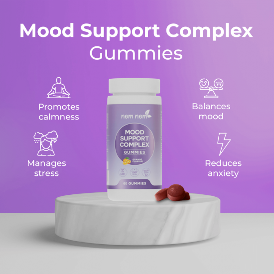 Nom Nom Mood Support Komplex (60 Fruchtgummis mit Orangengeschmack)