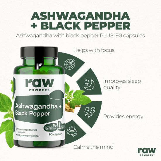Ashwagandha & Black Pepper PLUS, 90 Kapseln